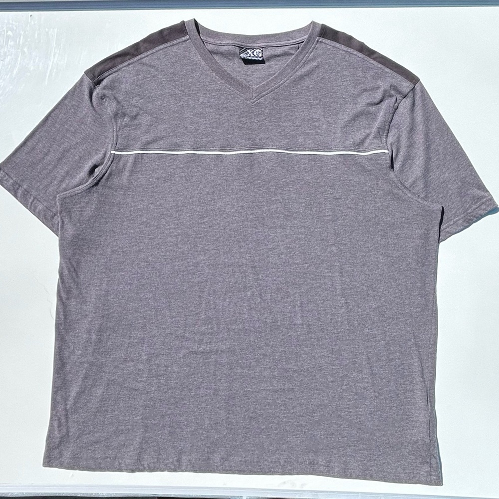 Vintage Y2K Striped Xtreme Gear T Shirt Men’s 2XL Grey & White Grunge Skater